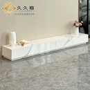 2025新款 鱼肚白岩板电视柜大理石纹地柜极简落地柜家用地台 轻奢款