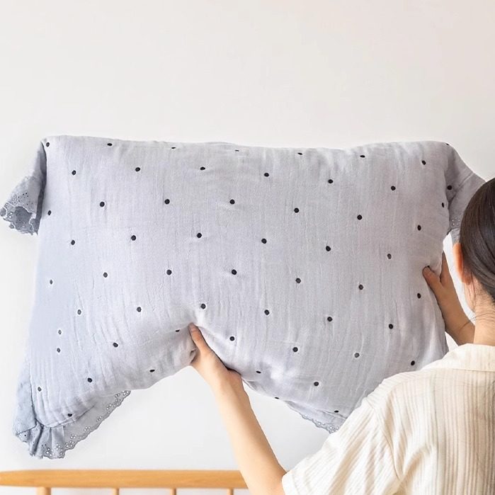 波点花边枕巾丨纯棉花边轻奢枕巾