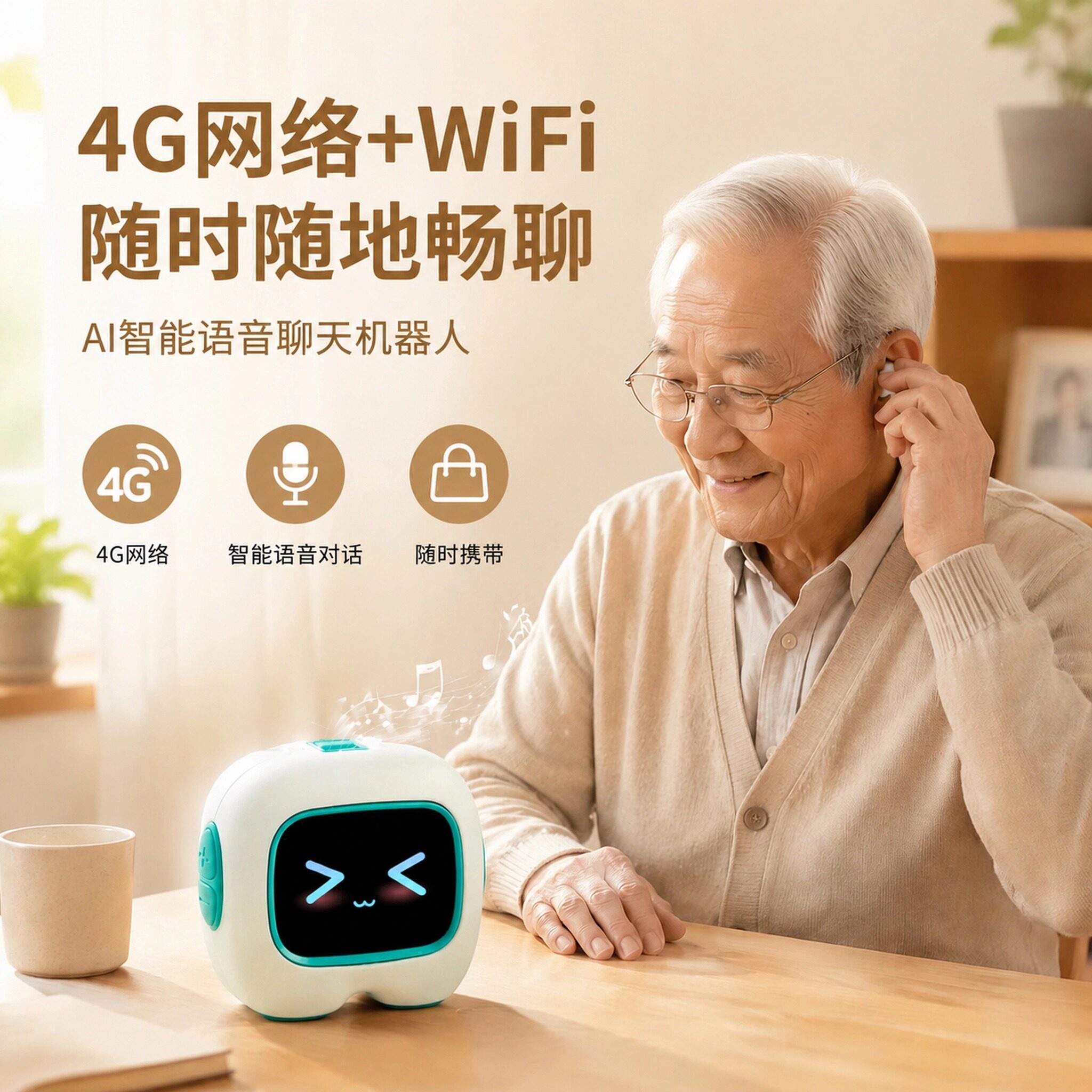 鲸云智ai老人语音聊天对话陪伴机器人老年人工智能陪聊娱乐礼品