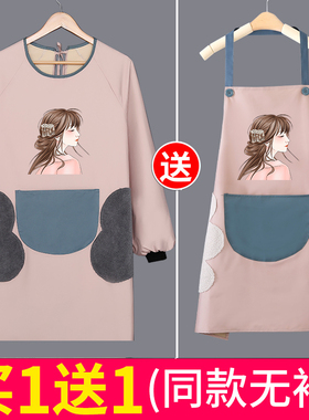 2025新款围裙厨房家用秋冬长袖防水防油女做饭罩衣大人工作服冬季