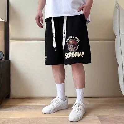 华夫格短裤夏季潮牌青少年宽松休闲运动裤男新款2023爆款五分裤子