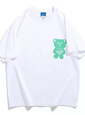 短袖标准夏季青春流行时尚潮牌日常潮流慵懒insT恤圆领男潮百搭