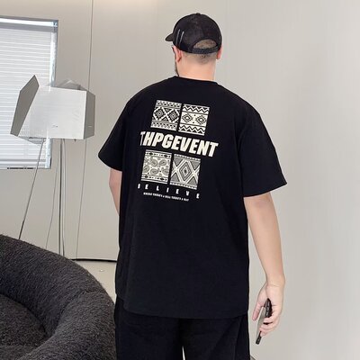 2024夏季新款后背印花男士圆领棉短袖T恤韩版时尚修身百搭打底t