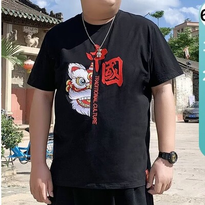 2023夏季宽松圆领短袖t恤潮男原宿新款印花印花情侣装班服