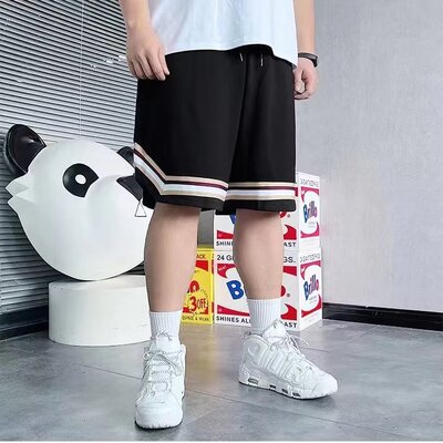 五分裤慵懒男运动裤宽松型时尚潮牌潮条纹青春流行潮流气质休闲裤