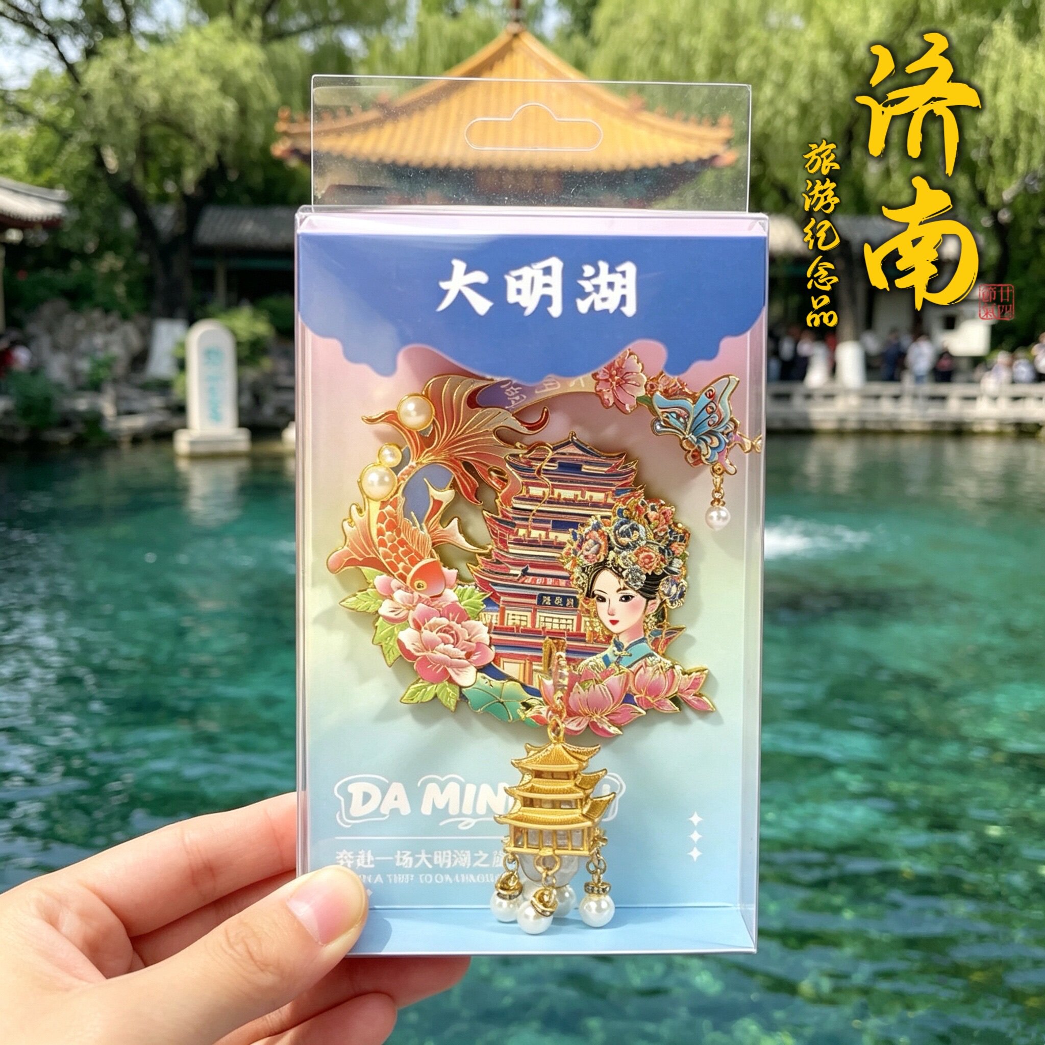 济南文创宫灯冰箱贴金属磁贴旅游纪念礼品趵突泉大明湖磁贴伴手礼