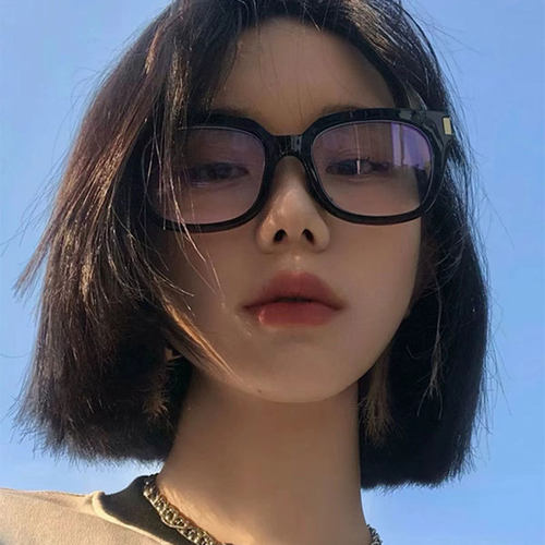 韩版方框插芯TR90平光镜防蓝光黑色框架镜素颜眼镜男女大圆脸显瘦