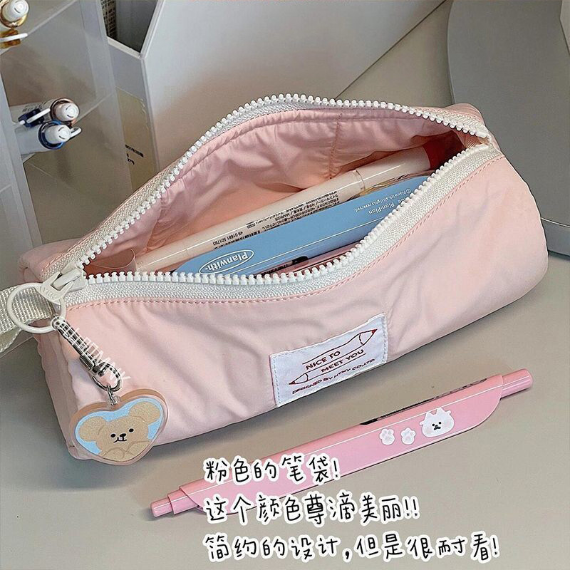 韩系三明治笔袋ins日系女初高中生纯色高颜值个性简约拉链文具盒
