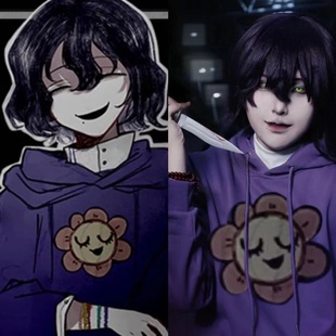 橙光游戏头七怪谈游戏同款 尤九九同人cos服痛衣宽松紫色卫衣现货