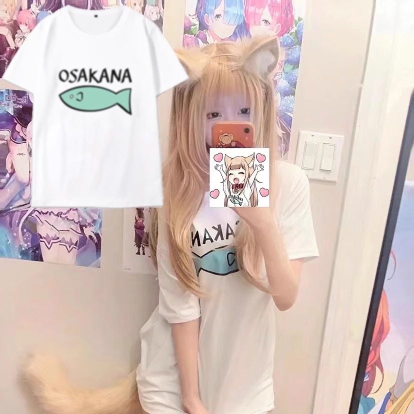 40原老师猫娘衣服日系动漫同款周边cos短袖T恤黄豆粉二次元少女