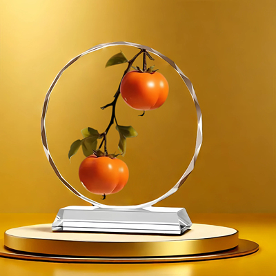 柿子水晶画摆件好事成双家居装饰品客厅新房送礼开业入宅乔迁礼品