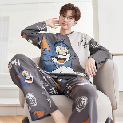 睡衣男款春秋纯棉薄款男士长袖四季通用童青少年高初中学生家居服