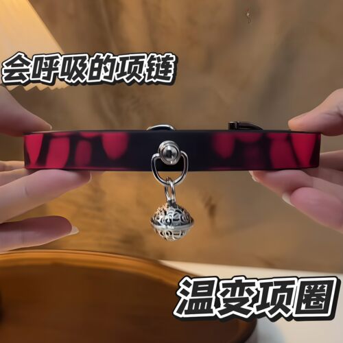 红黑温变铃铛项圈小众创意项链