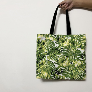 绿色森林系ins帆布包学生补习包大容量单肩包