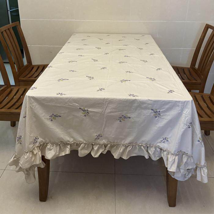 法式桌布餐厅高级田园风全棉刺绣茶几荷叶边盖布台布