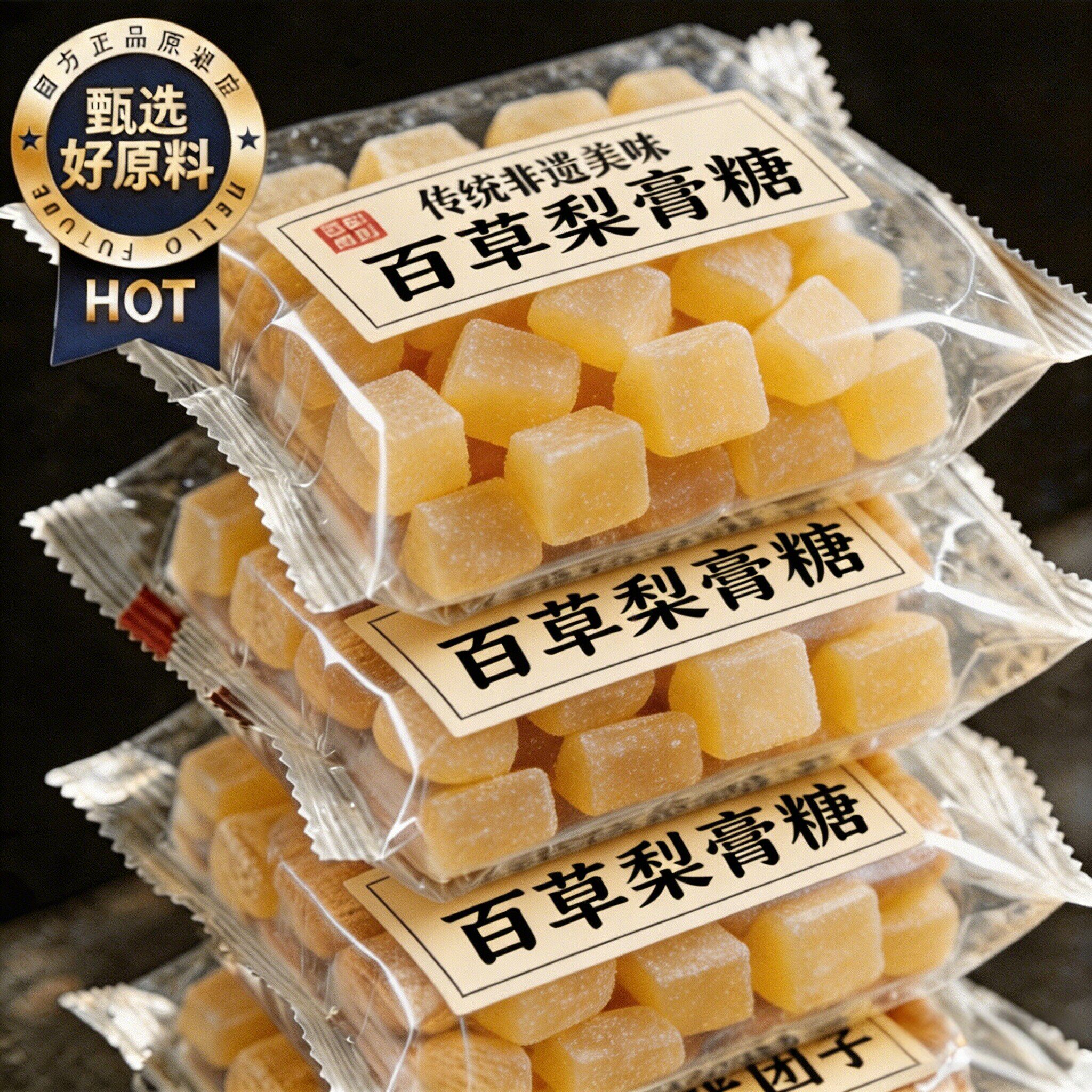 央妈推荐百草梨膏糖化痰止咳润肺罗汉果甘草梨膏糖清凉薄荷润喉糖
