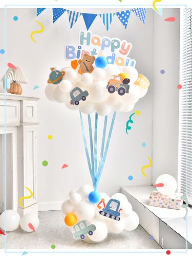 马卡龙儿童生日热气球立柱