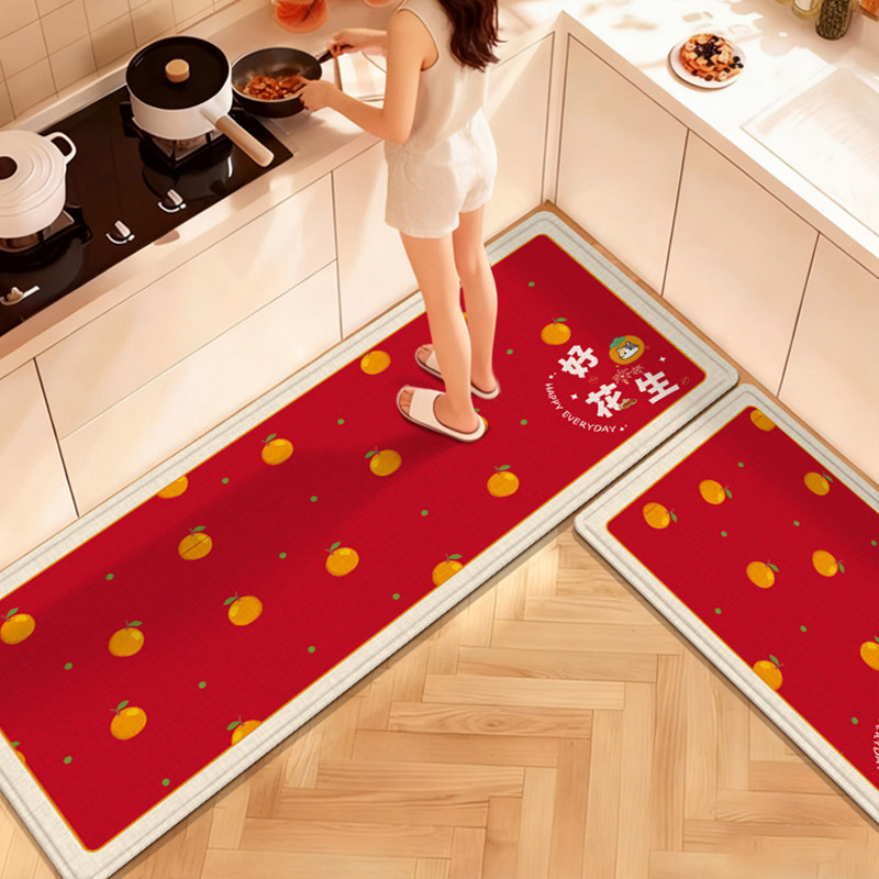 2026新款红色地毯厨房地垫防滑防油可擦免洗吸水吸油喜庆垫脚垫子,居家布艺,厨房地垫,淘宝优惠券,粉丝福利购,淘宝优惠卷