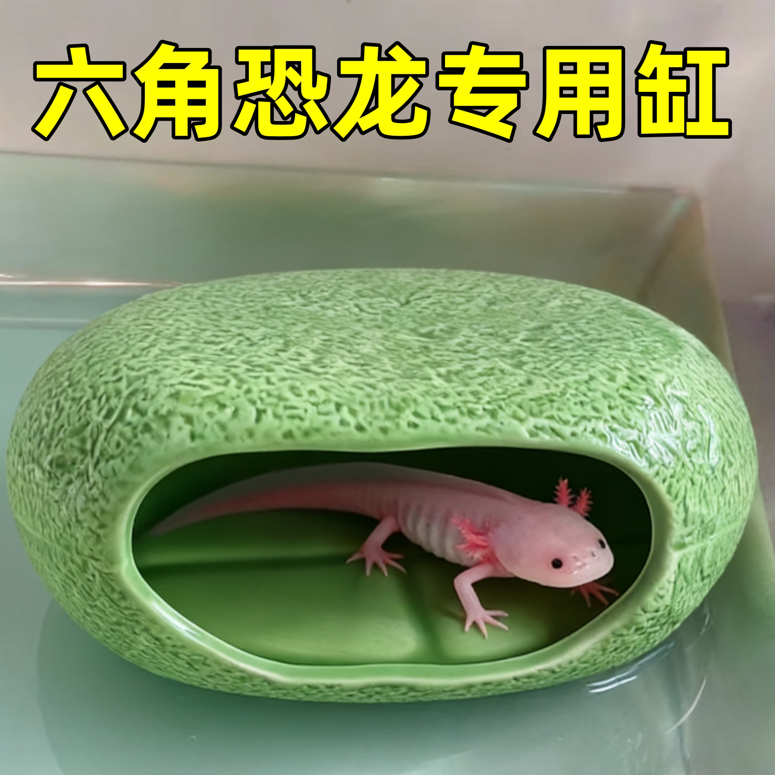 六角恐龙躲避屋蝾螈躲藏睡窝小宠乌龟鱼缸造景装饰用品陶瓷躲避屋