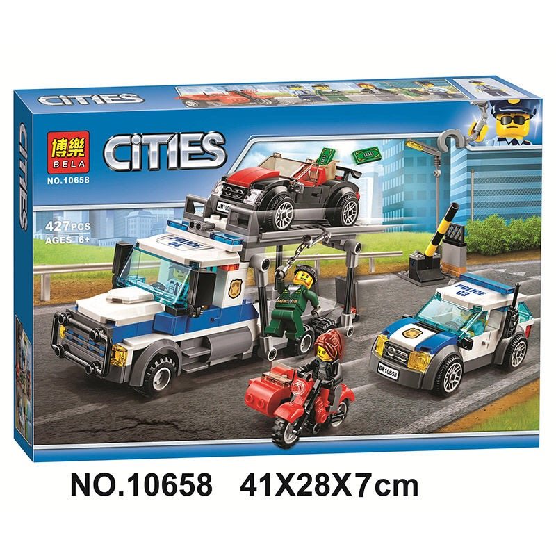 城市警察兼容乐高60143抢劫运输车警察抓小偷拼装积木玩具10658