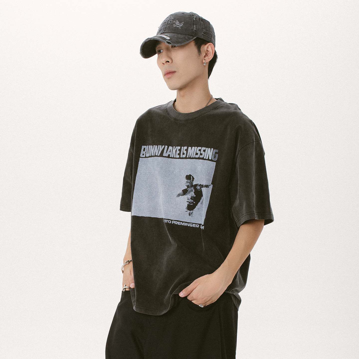 KV水洗做旧短袖T恤宽松