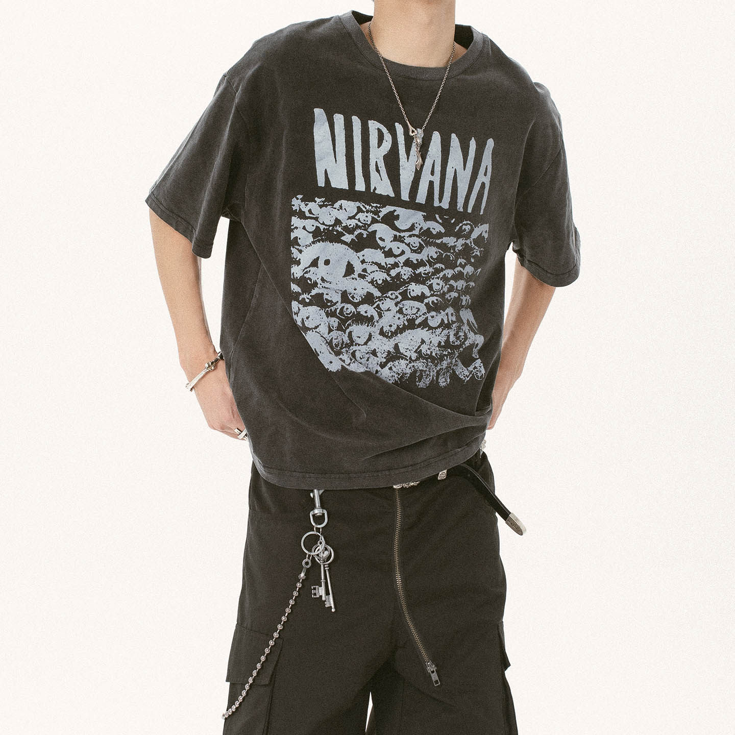 KV水洗做旧宽松千眼短袖