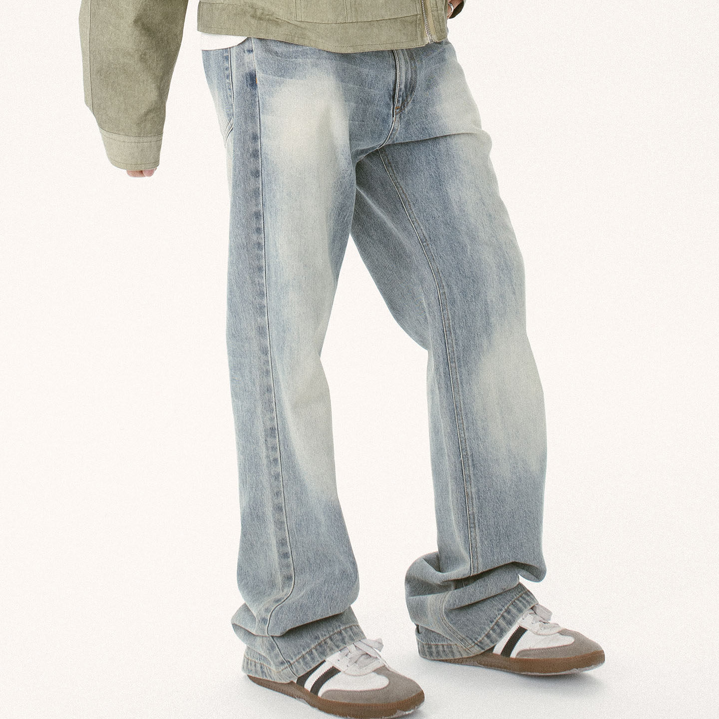 KV水洗冰蓝做旧517牛仔裤