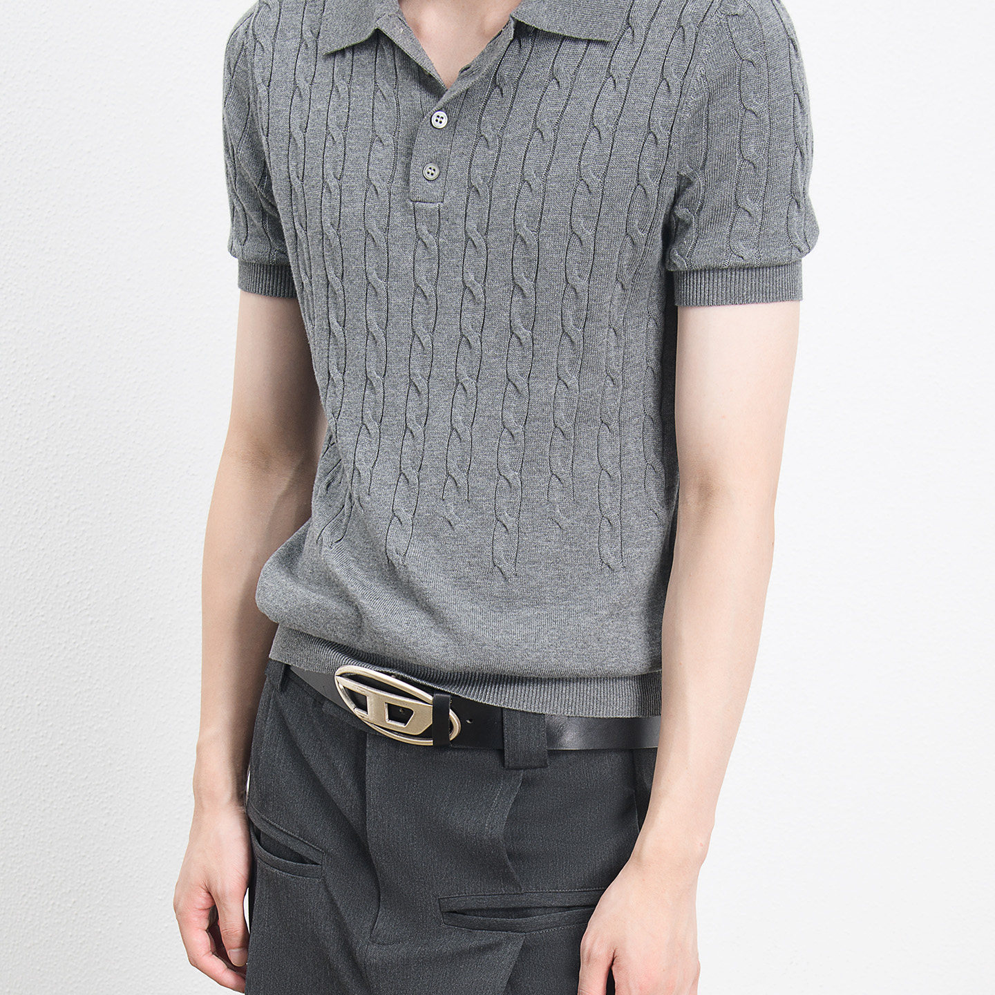 “消失的扭花”针织polo领短袖