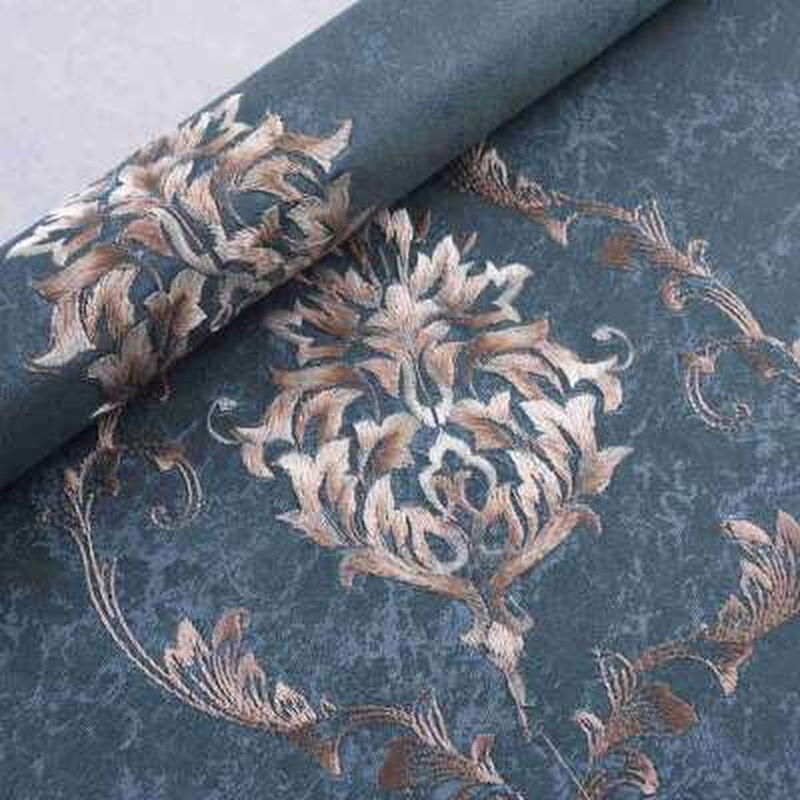 极速倾素墙布碎花刺绣无缝墙布简约现G代北欧轻奢风格壁布全屋卧