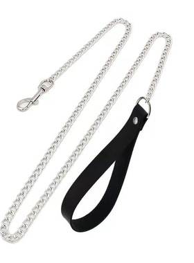 皮质牵引绳金属链条暗黑项链配饰牵引绳拍照道具链子项圈脖颈链男