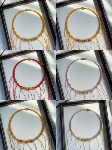 手工编绳婴儿童宝宝满月百天周岁抓周项圈长命锁金锁项链绳子多挂