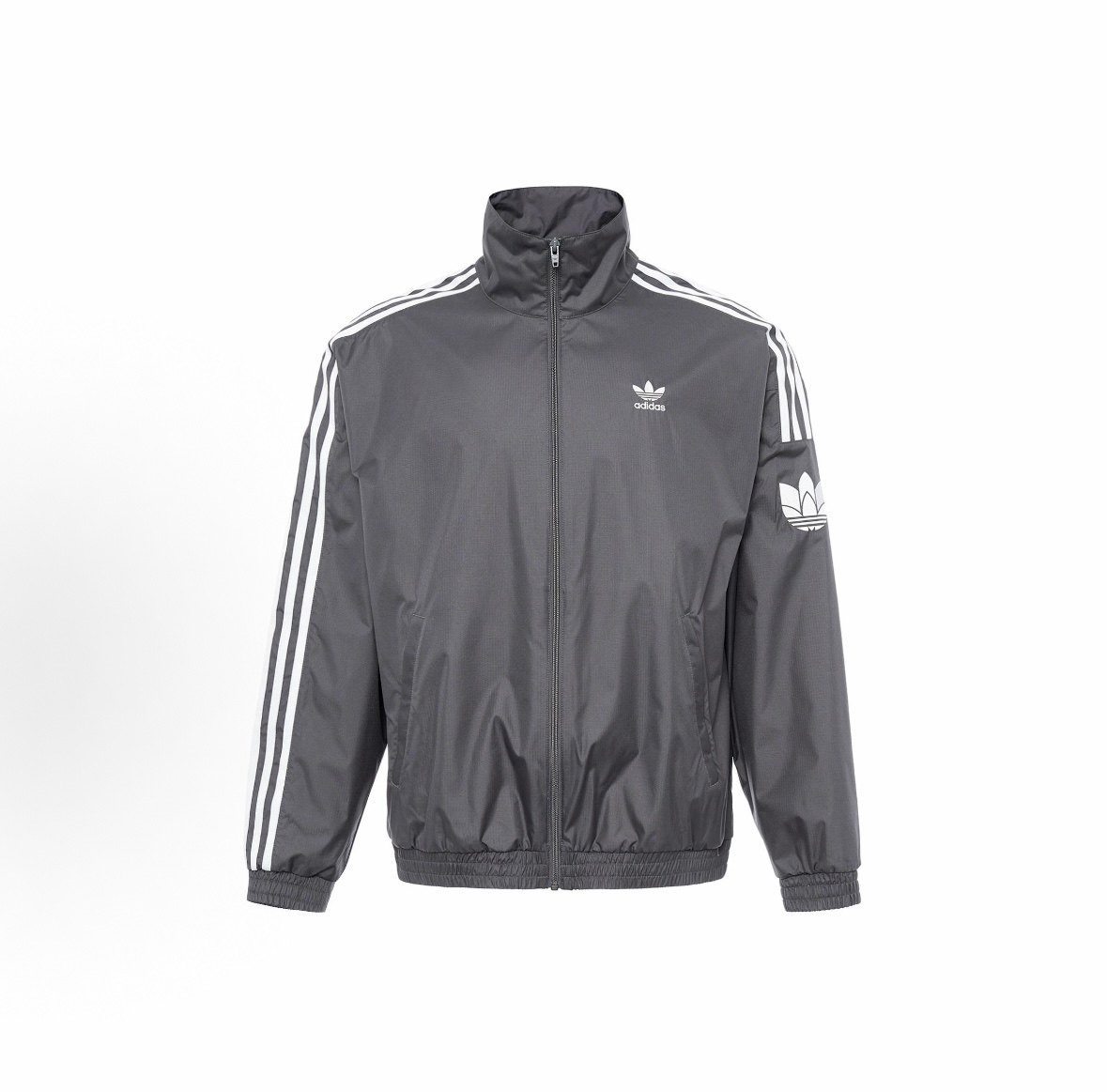 adidas originals 侧边条纹立领拉链设计长袖夹克外套 男女同款