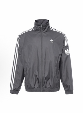adidas originals 侧边条纹立领拉链设计长袖夹克外套 男女同款