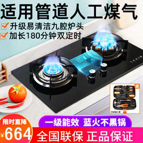 管道煤气人工煤气双灶沼气灶天然气灶液化气灶鸳鸯款台嵌两用定时