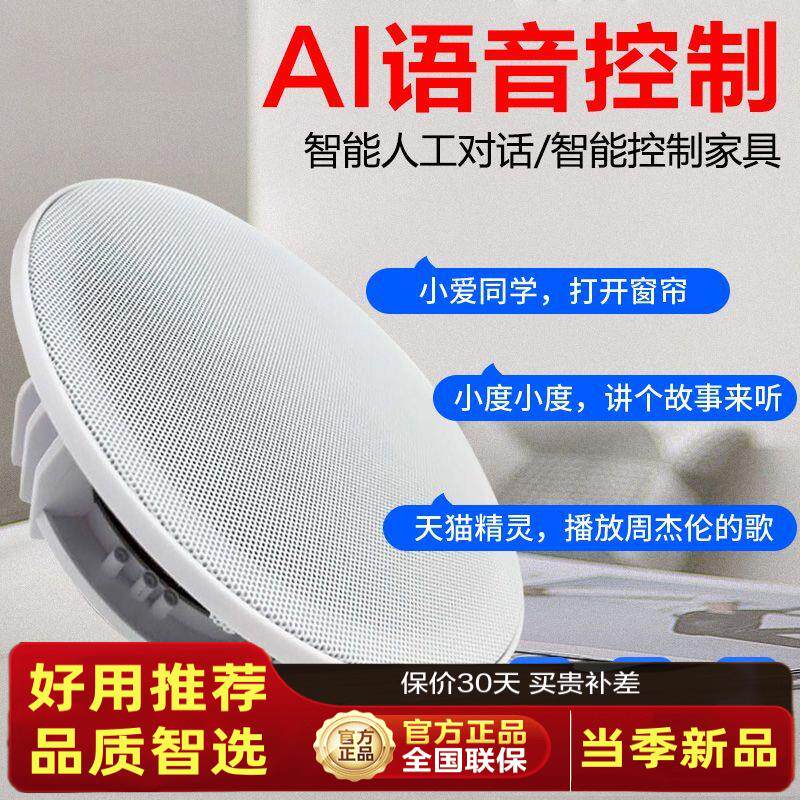 智能无线吸顶音响音箱喇叭蓝牙WIFI内置小度小爱同学声控点歌语音