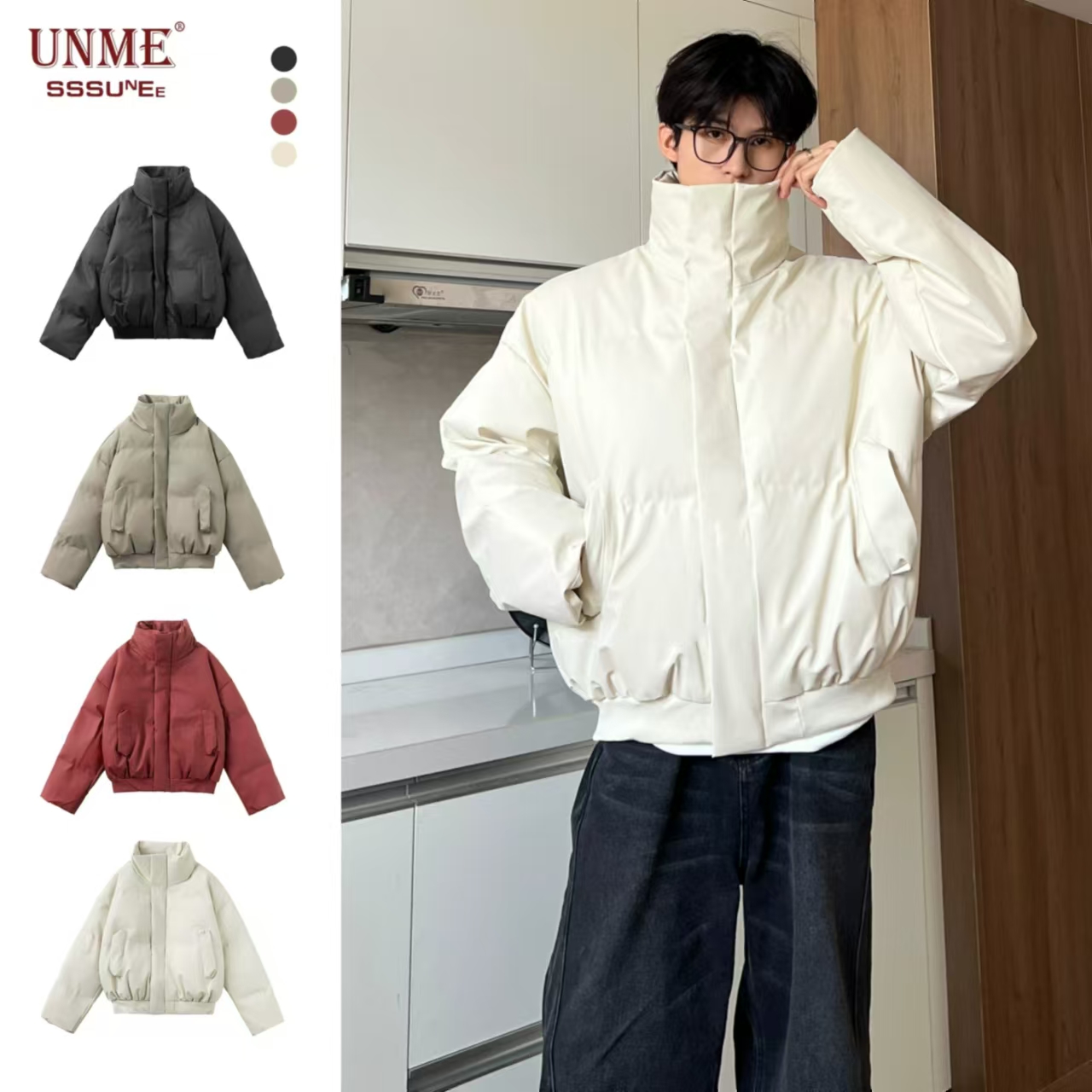 阿叔冬季棉服男款爆款2025新款百搭高街短板面包服棉衣男AG-11259