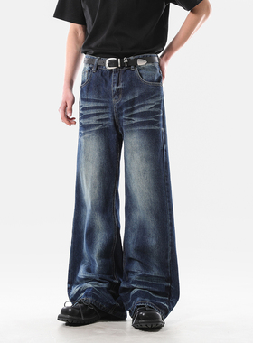 【GD系列】春季美式复古水洗做旧纹理高街百搭微喇牛仔裤903-101