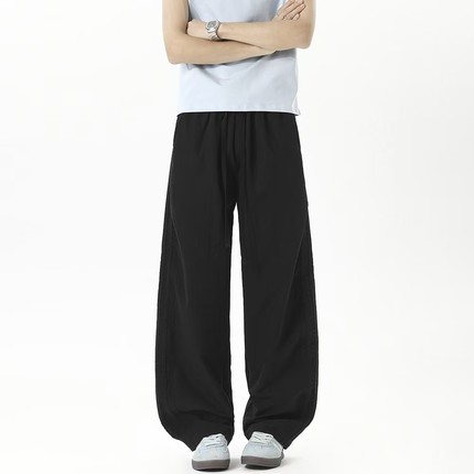 阿叔夏季美式纸感轻薄速干裤侧边透气网孔直筒宽松休闲裤AG-1906