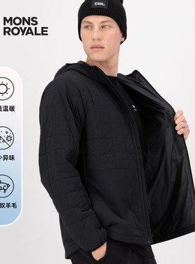 MonsRoyale保暖层CANYON美利奴羊毛马甲秋冬户外滑雪保暖中间层男
