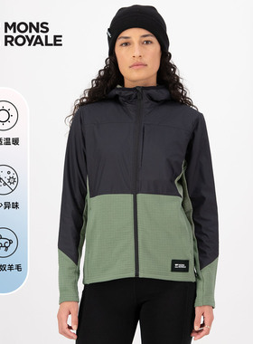 MonsRoyale长袖夹克Offgrid美利奴羊毛拉链保暖外套户外徒步女款