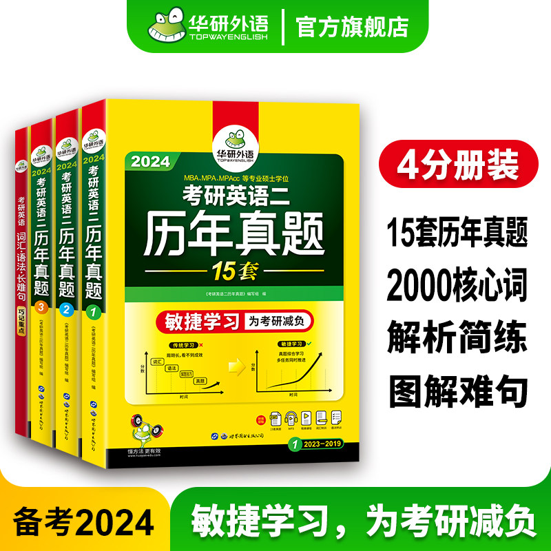 华研外语 备考2024考研英语二历年真题 2023-2009年考研英语真题试卷逐段详解+句句分析 考研英语2词汇单词语法与长难句属于什么档次？