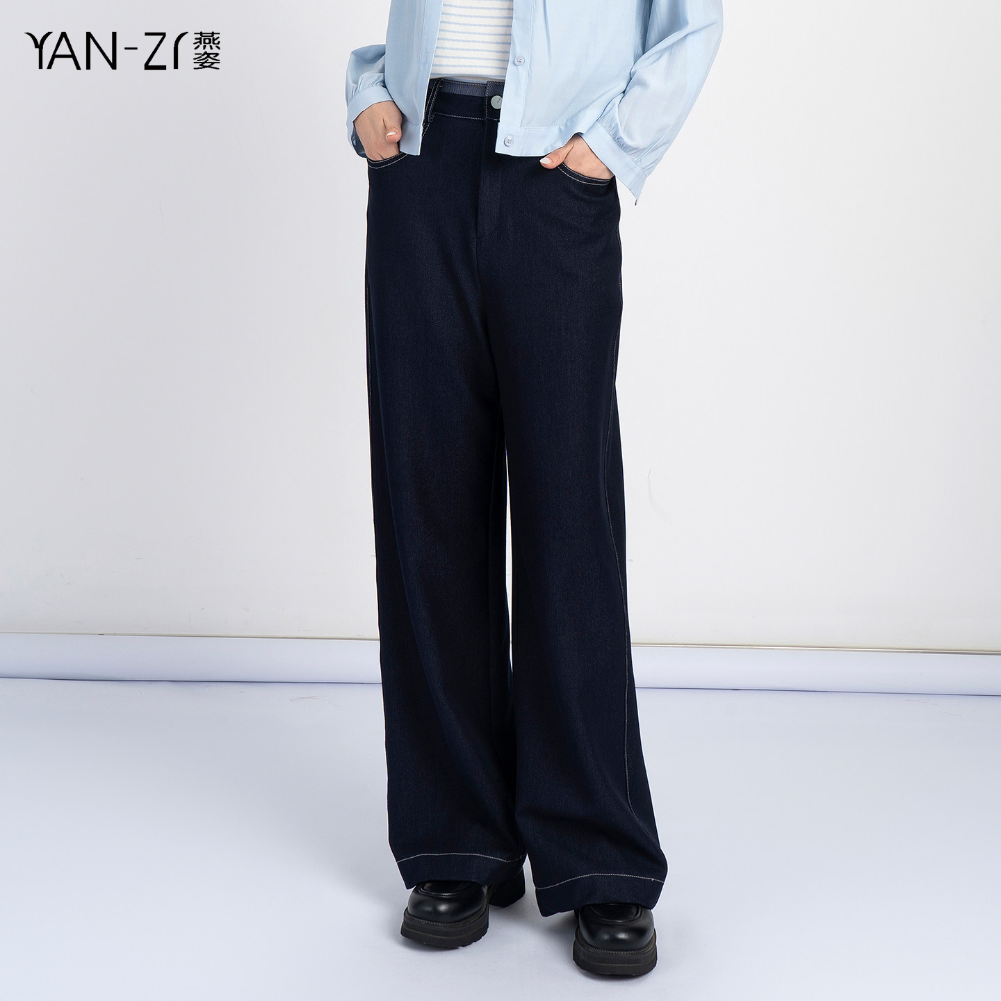 燕姿服饰春季新款复古高腰直筒百搭阔腿显瘦长裤女商场同款,女装/女士精品,牛仔裤,淘宝优惠券,粉丝福利购,淘宝优惠卷