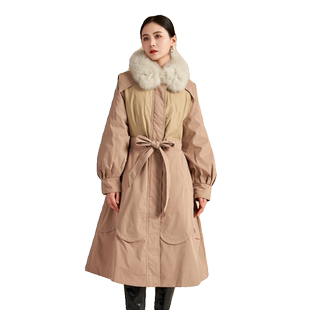 燕菲妮2024冬季新款鹅绒修身显瘦蛋糕褶韩版风衣羽绒服女商场同款