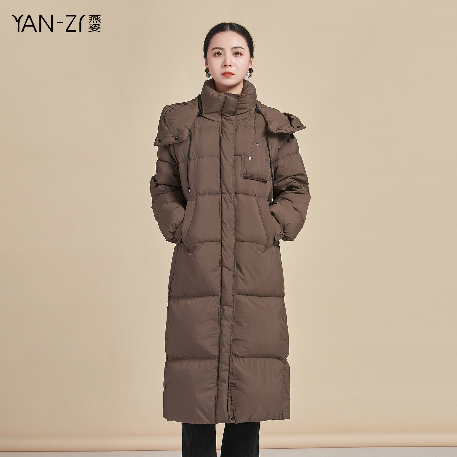 燕菲妮2024冬季新款保暖百搭连帽长款95鸭绒加厚羽绒服女商场同款,女装/女士精品,羽绒服,淘宝优惠券,粉丝福利购,淘宝优惠卷