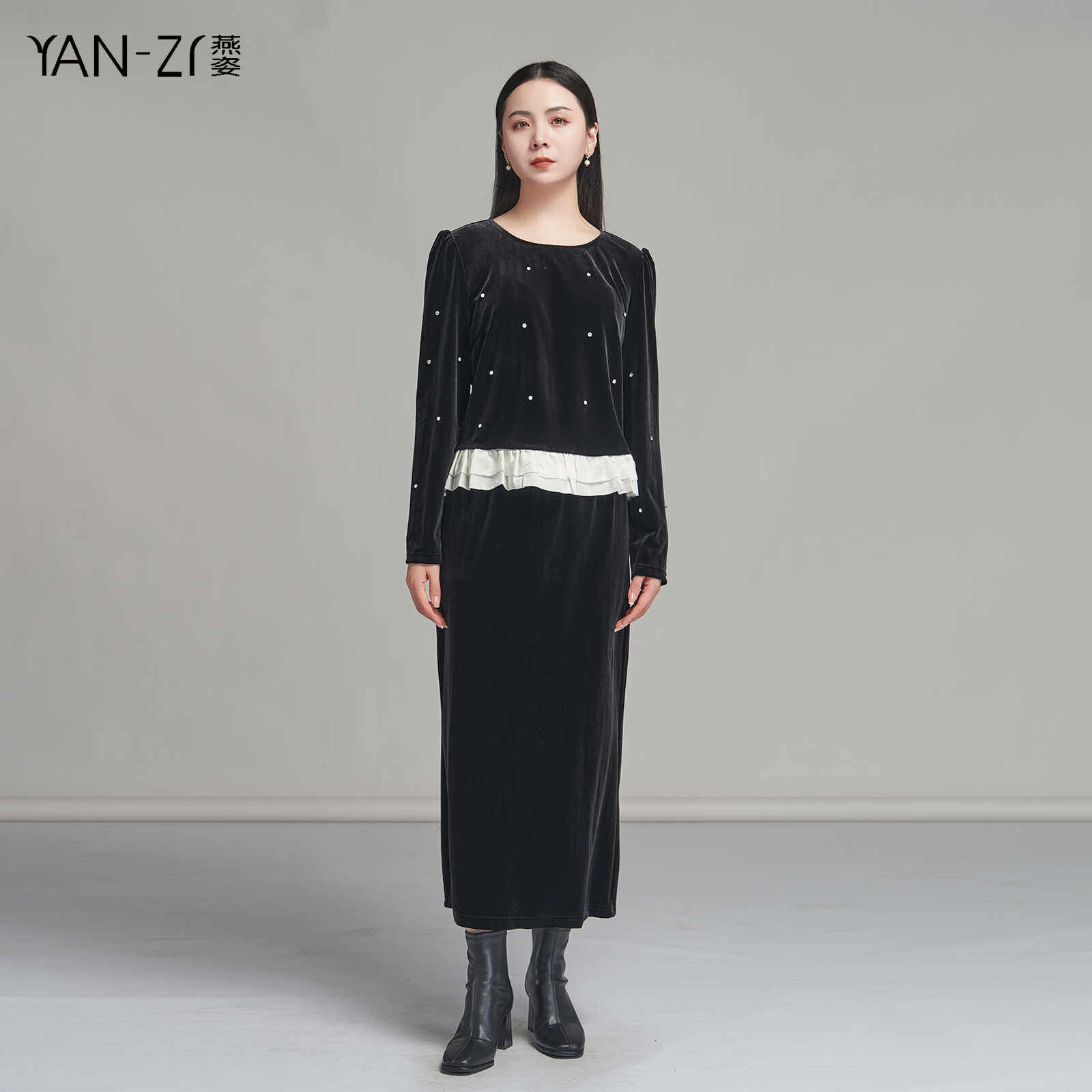 燕姿服饰小香风丝绒套装半身裙