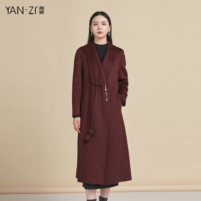 新中式全羊毛双面呢大衣外套