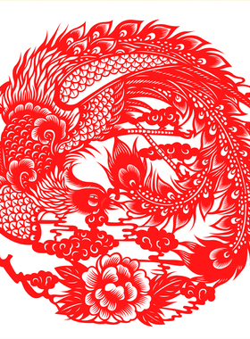 蔚县彩色手工剪纸窗花春节年画非遗工艺人物龙凤系列非遗传统文化