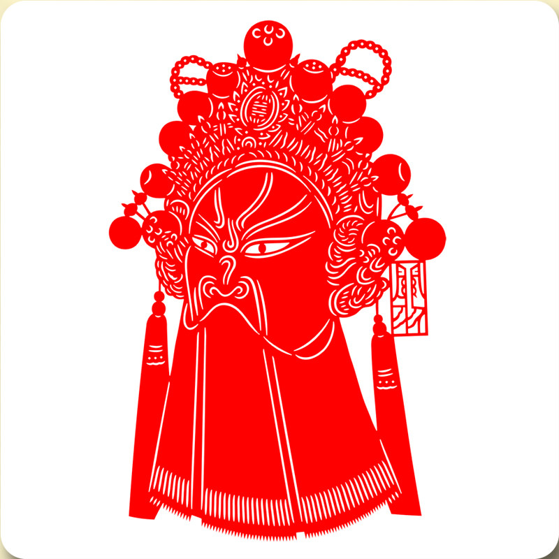蔚县彩色手工剪纸窗花 春节年画非遗工艺人物京剧男脸谱出国礼品