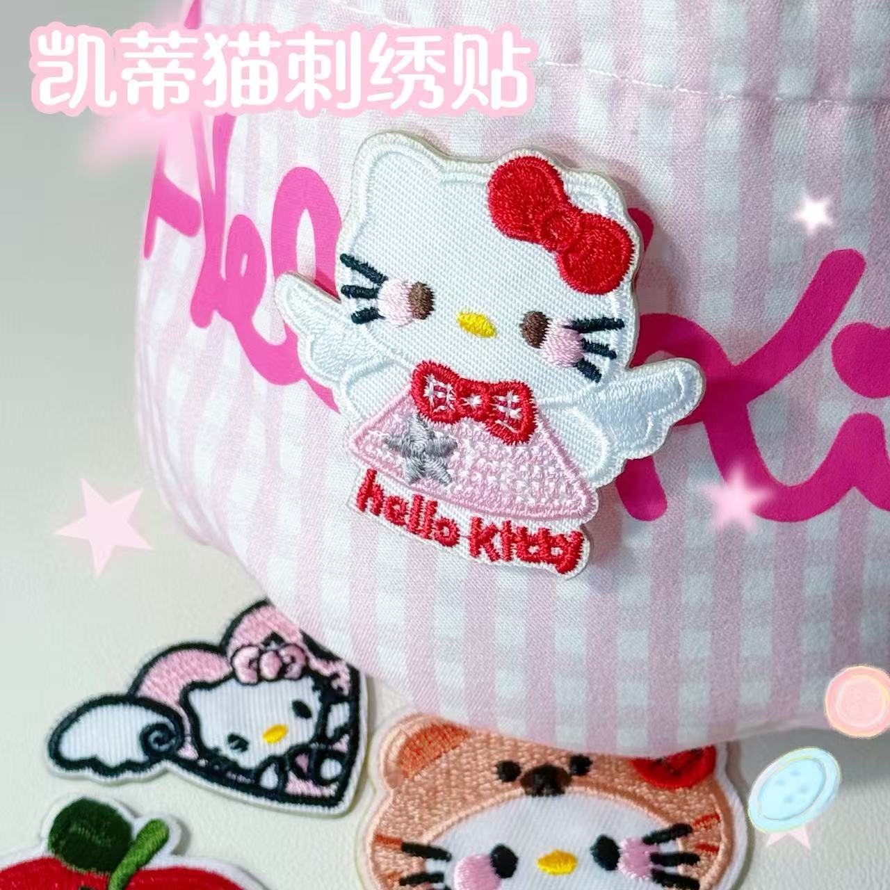 卡通红色小猫刺绣贴包包衣物DIY装饰背包装饰改造免缝自粘不易掉