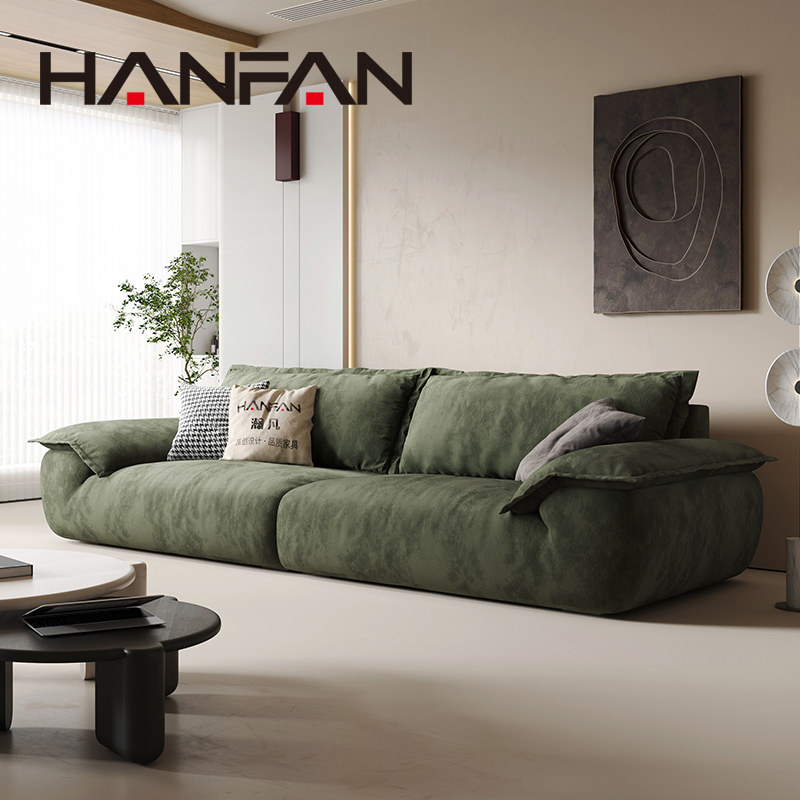 中复古风可拆洗布套沙发客厅防猫抓磨砂麂皮绒布艺沙发贵妃大户型